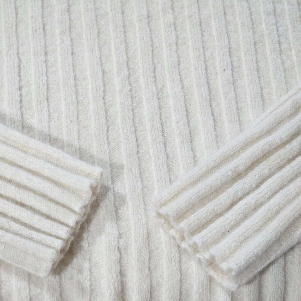 Madewell Cropped Ribbed Sweater Wool Blend Cream Mock Neck Size M - Picture 4 of 7